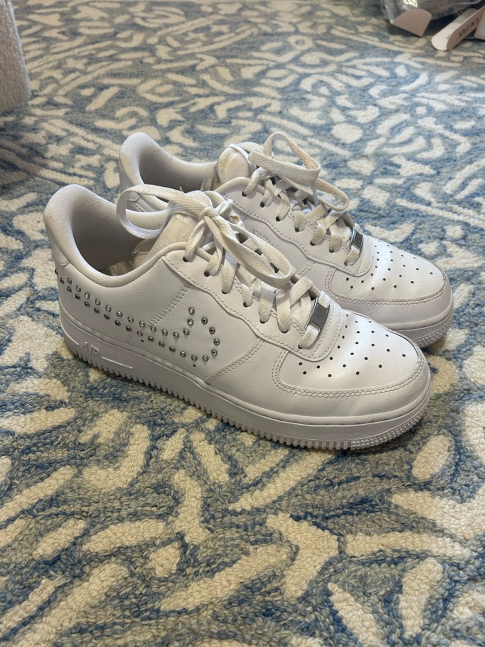 Nike air white sneakers w/ rhinestones